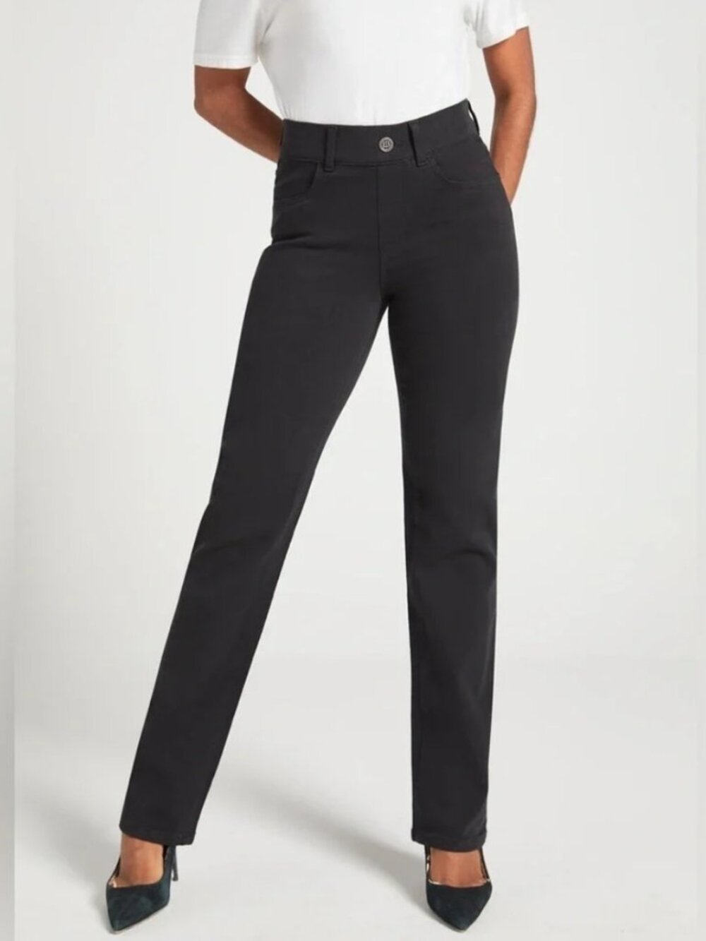 New Betabrand Washed Black Straight Yoga Denim Jeans XSmall Short Petite
